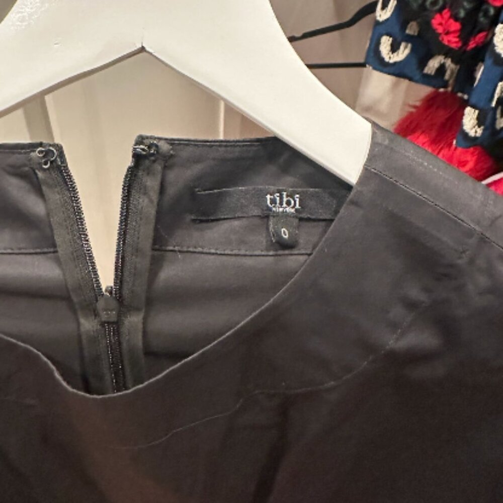 Tibi Black Satin Flared Doll Dress